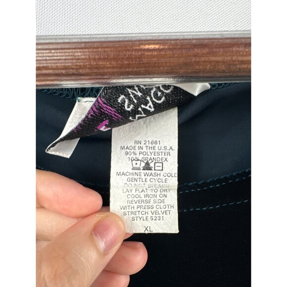 Women’s Maggie Sweet XL Dark Teal Velvet Sleeveless Blouse - Picture 5 of 5